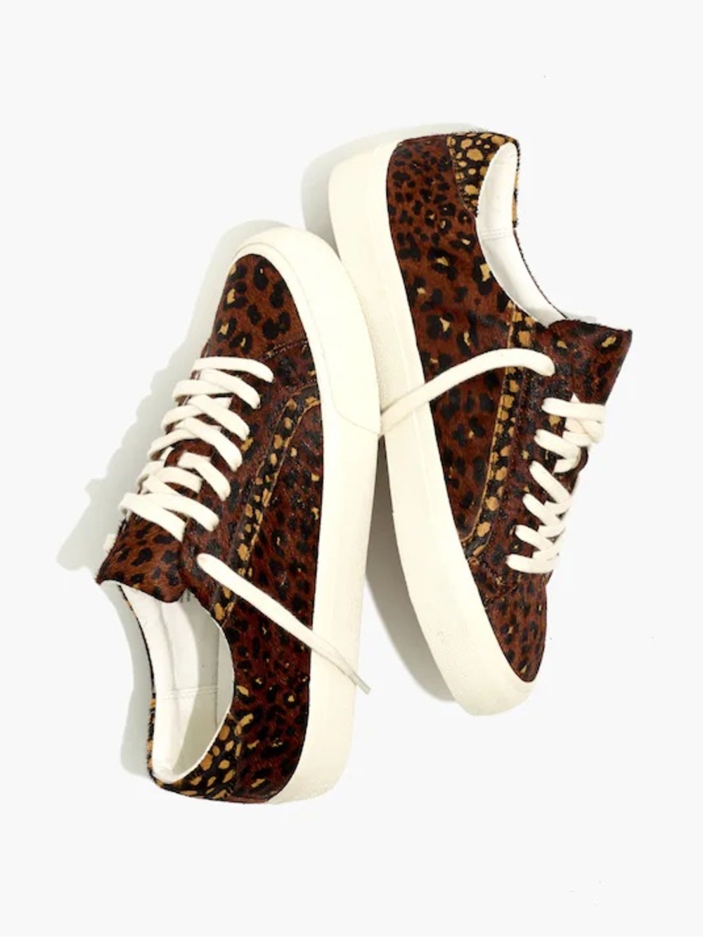 Madewell Sidewalk Low-Top Sneakers in Painted Leopard Colorblock Calf Hair